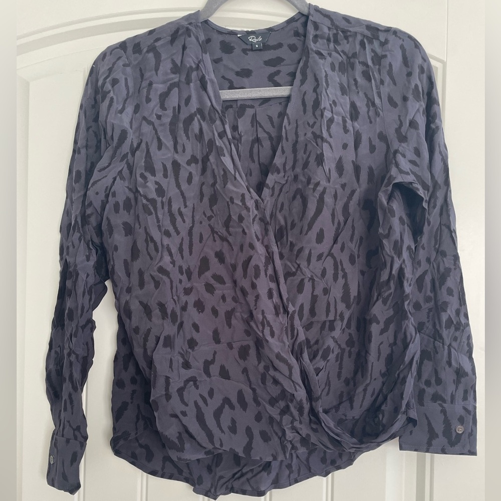 Rails black on black cheetah print blouse. Size small.